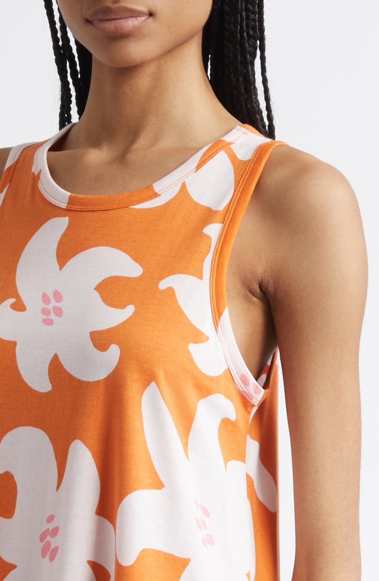 Marimekko Liplatus Villinarisissi Floral Cotton Midi Dress, Alternate, color, Orange/ Rose/Pink