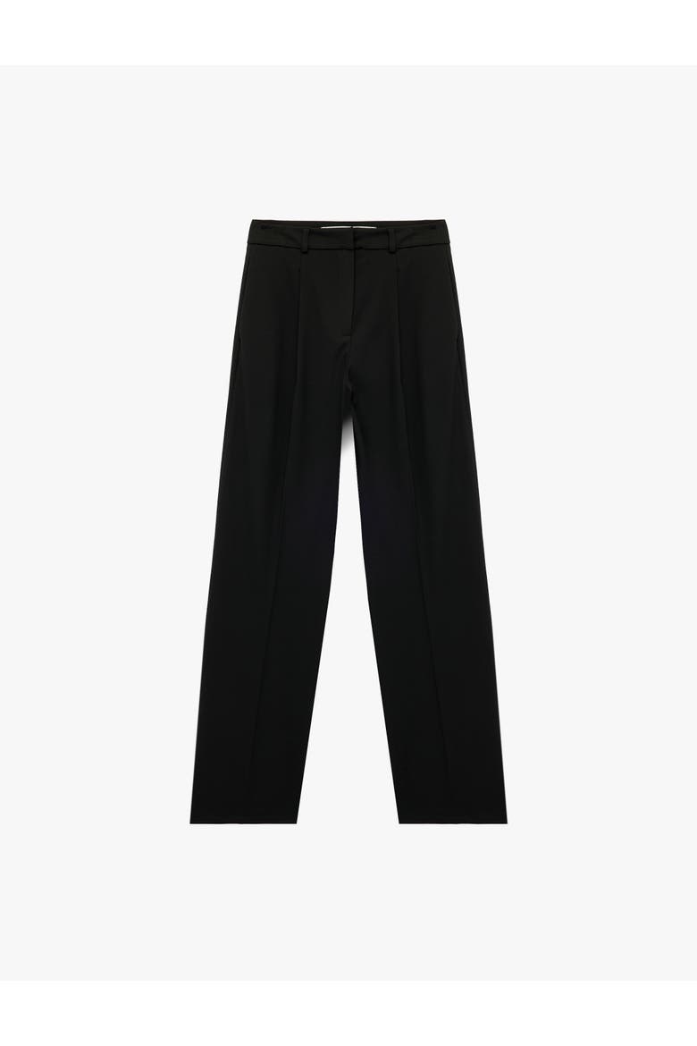 Mid Rise Pleated Tailored Trousers with Pocket, Alternate, color, BLACK