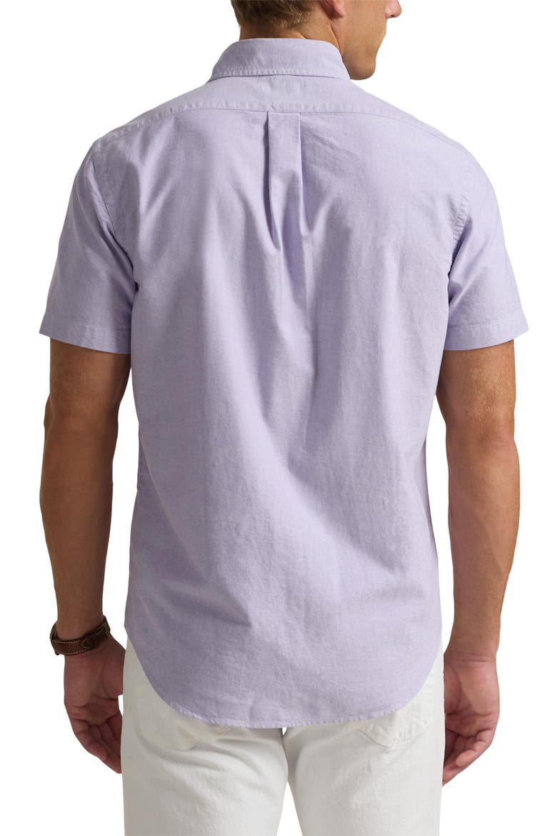 Classic Fit Solid Purple Short Sleeve Button-Down Oxford Shirt, Alternate, color, THISTLE