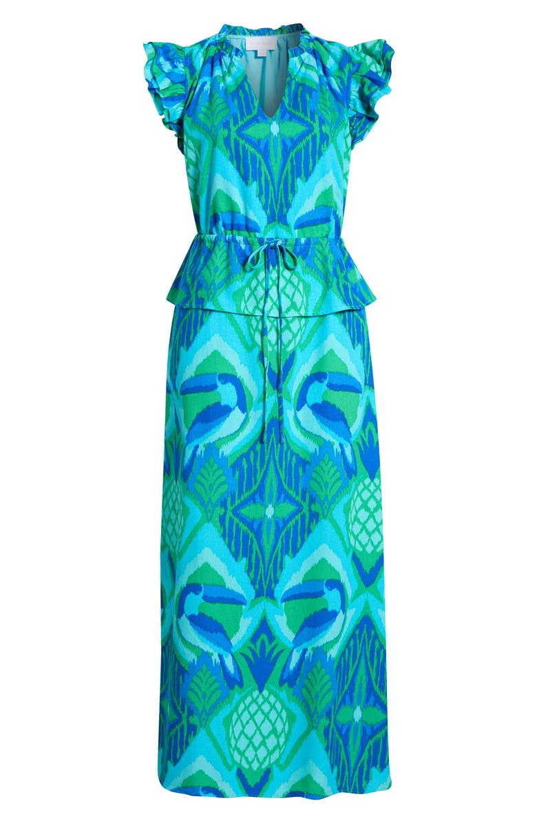 SUGARLIPS Blissy Tropical Ruffle Midi Dress, Main, color, 
