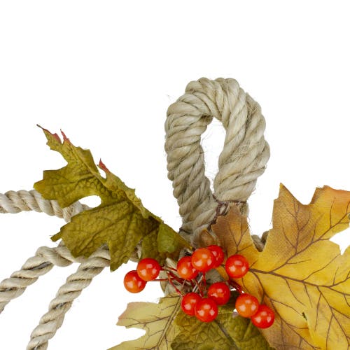 Northlight Autumn Foliage And Rope Pumpkin Fall Harvest Wall Decoration In Green