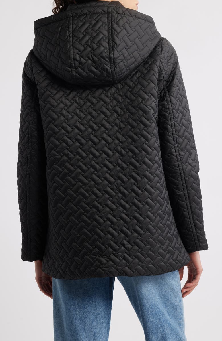 London Fog Water Resistant Quilted Jacket with Removable Hood, Alternate, color, Black