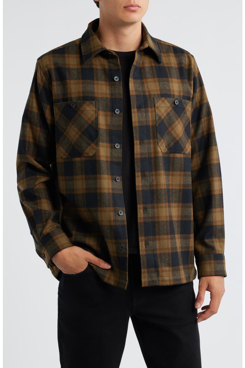 Umatilla Wool Button-Up Work Shirt, Main, color, OLIVE/ BLACK CHECK