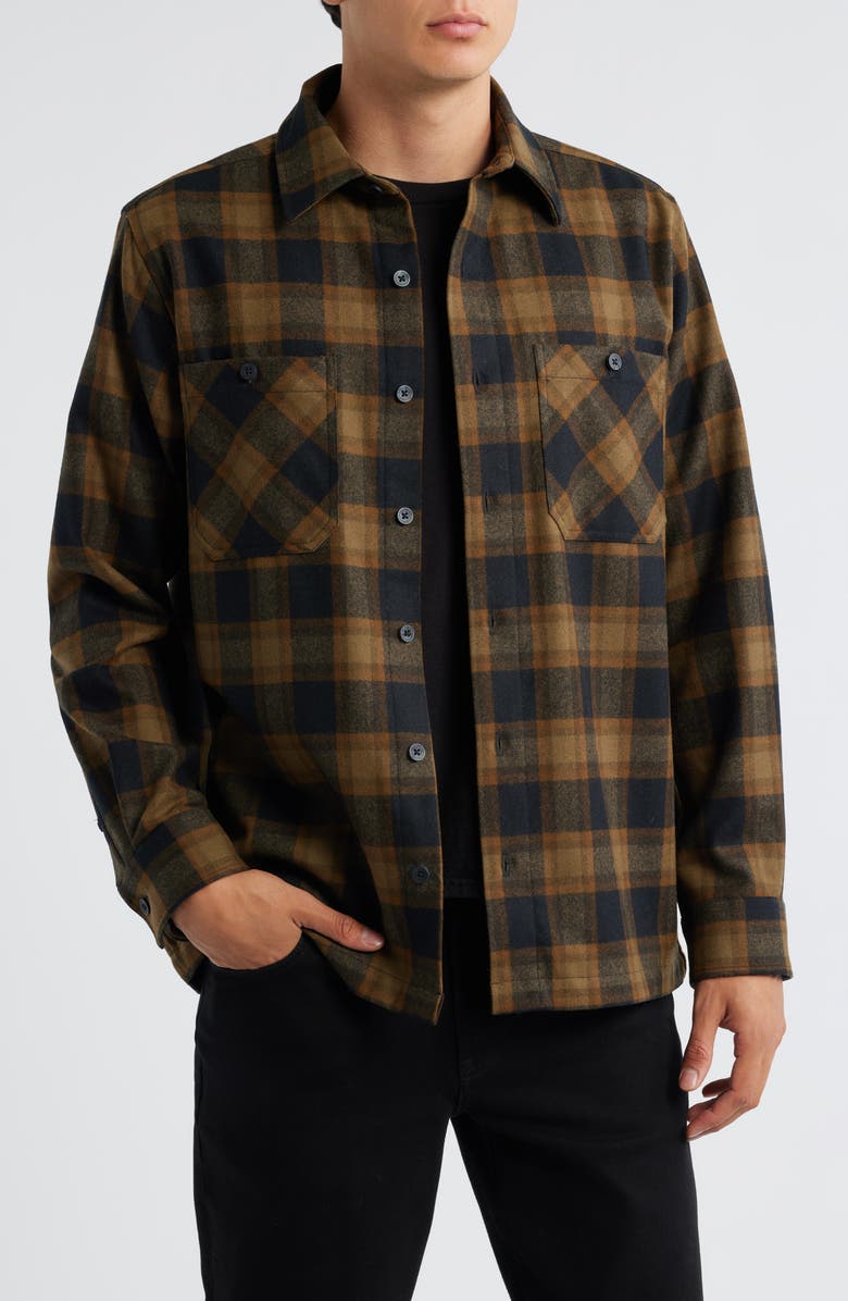 Pendleton Umatilla Wool Button-Up Work Shirt, Main, color, Olive/ Black Check