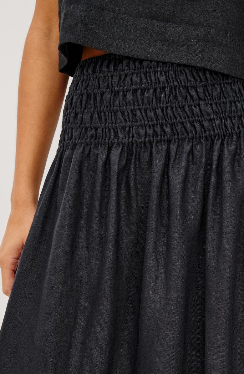 Rails Alessa Smock Waist Linen Skirt, Alternate, color, Black Linen