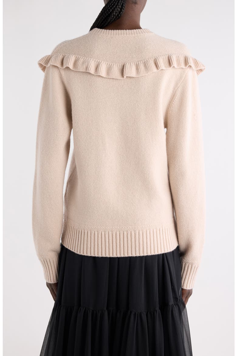 Ruffle Trim Wool & Cashmere Sweater, Alternate, color, SWEET IVORY