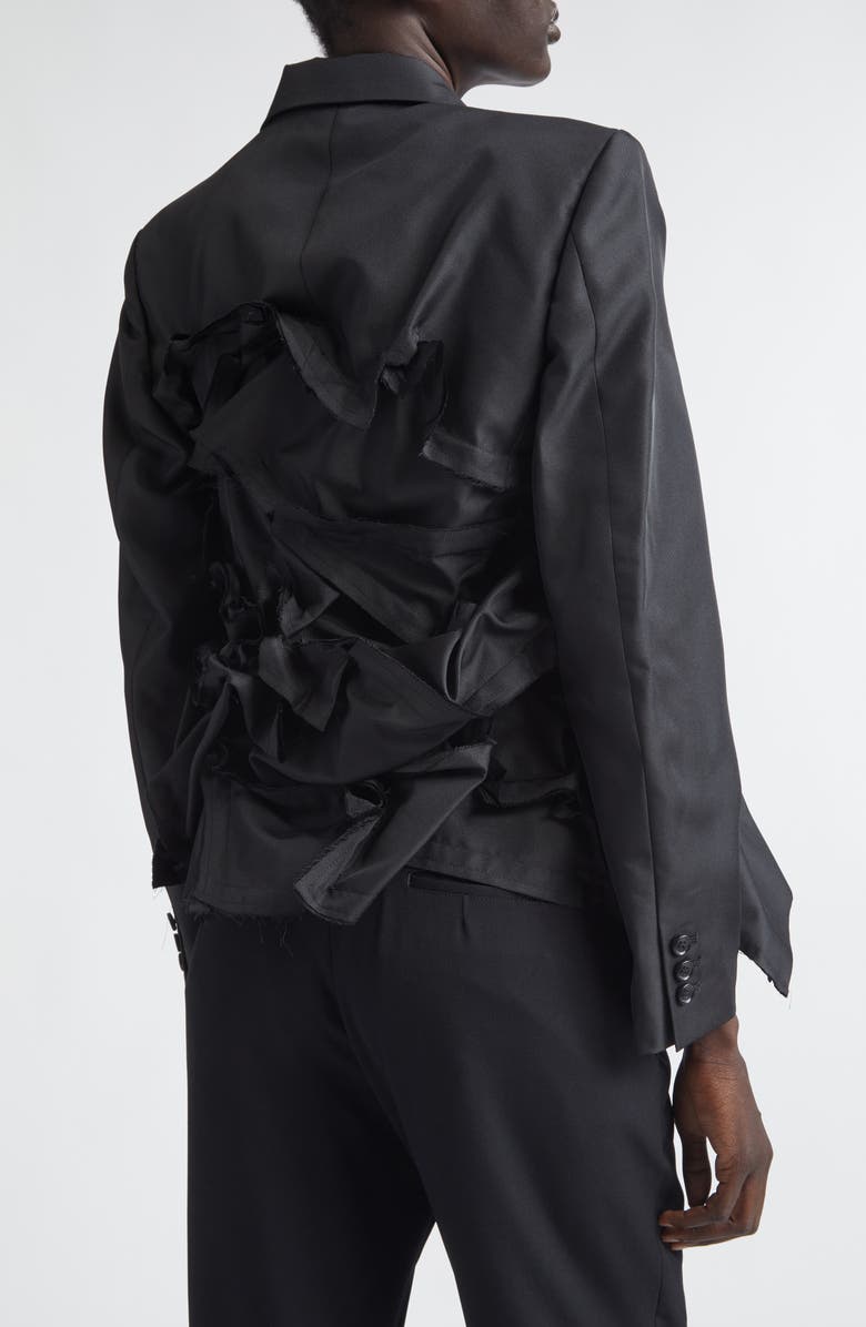 Comme des Garçons Asymmetric Single Breasted Gabardine Blazer, Alternate, color, Black