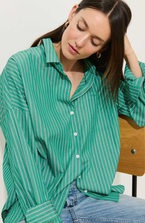 Alex Mill Jo Stripe Oversize Cotton Button-up Shirt In Green