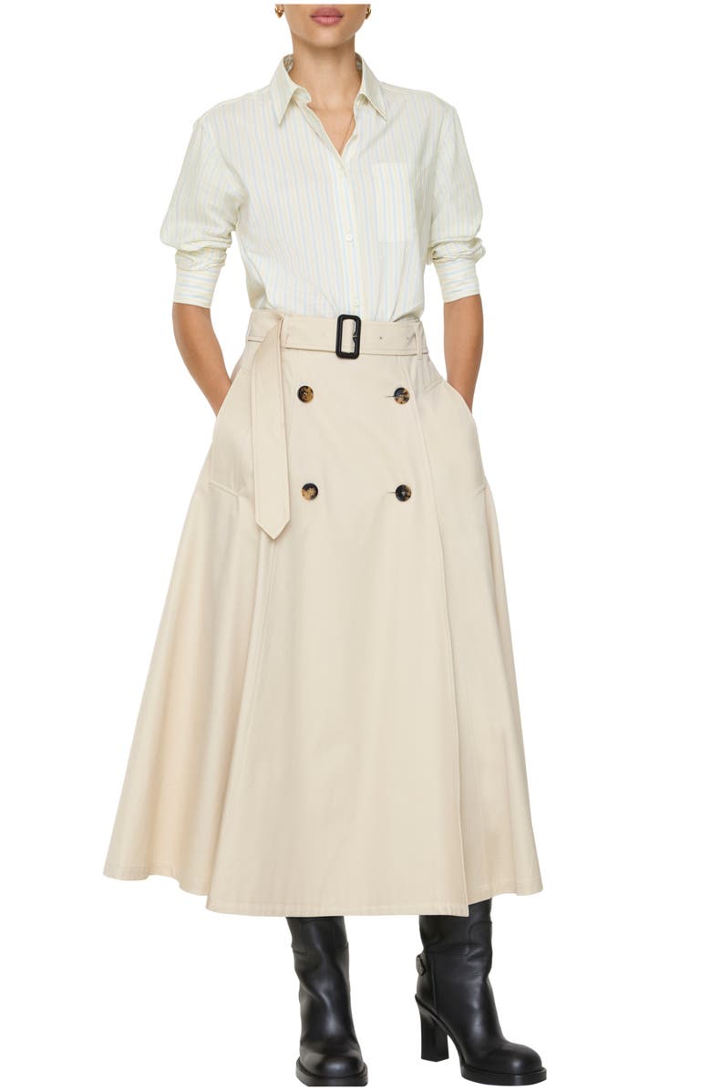 Burberry Gabardine Trench Midi Skirt, Main, color, Clam Beige