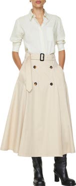 Burberry Gabardine Trench Midi Skirt