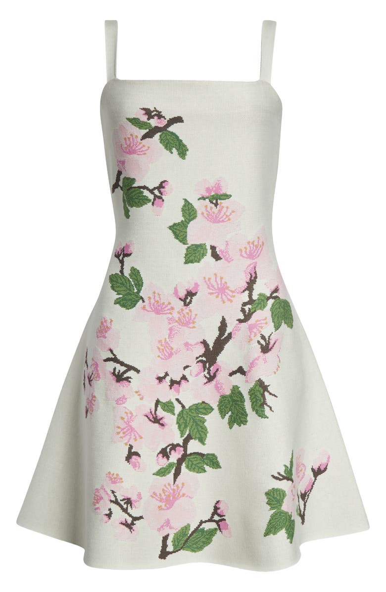 Oscar de la Renta Cherry Blossom Jacquard Knit Fit & Flare Dress, Alternate, color, Pink/ Ecru
