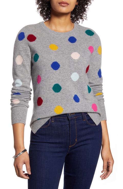 Multicolor Dot Pattern Cashmere Sweater