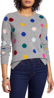 Halogen® Multicolor Dot Pattern Cashmere Sweater