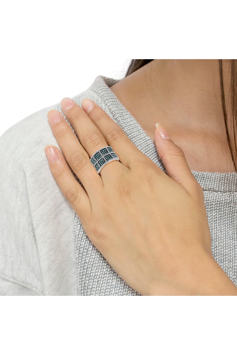 14K Gold 1 1/2 Cttw White and Treated Blue Diamond Cocktail Ring, Alternate, color, White Gold