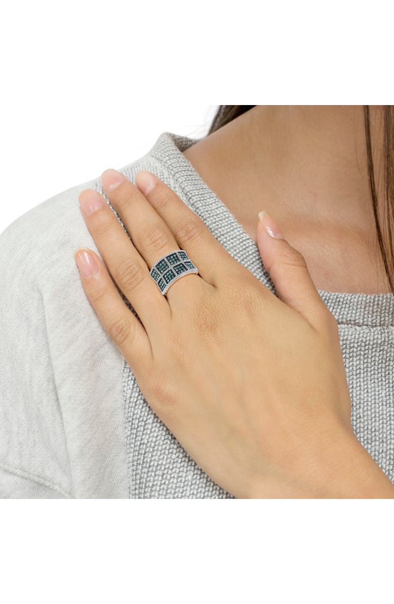 Haus of Brilliance 14K Gold 1 1/2 Cttw White and Treated Blue Diamond Cocktail Ring, Alternate, color, White Gold