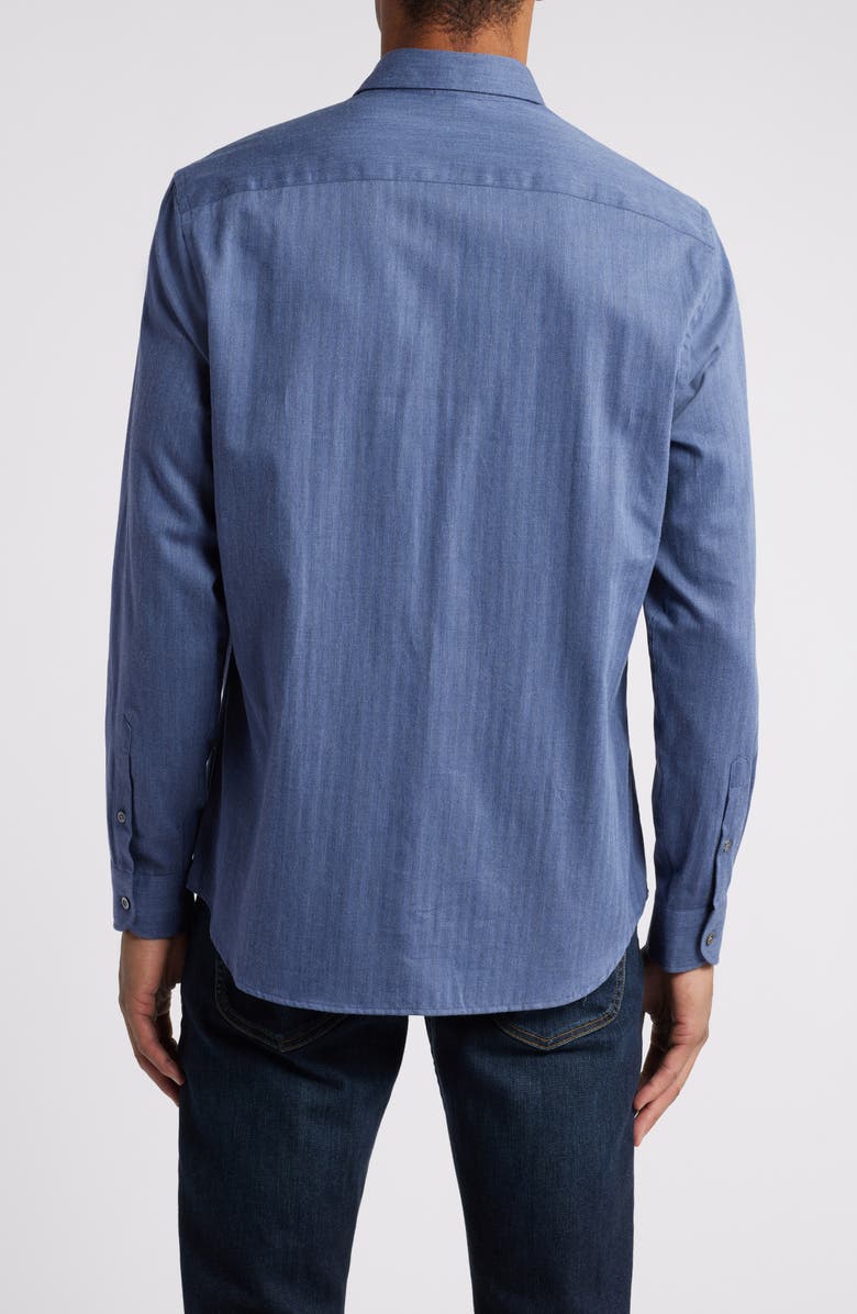 Emporio Armani Herringbone Cotton Button-Up Shirt, Alternate, color,