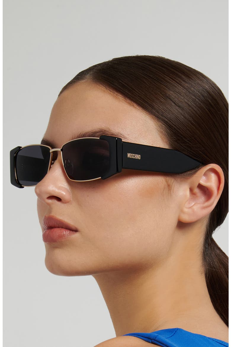 57mm Rectangular Sunglasses, Alternate, color, BLACK GOLD/ GREY