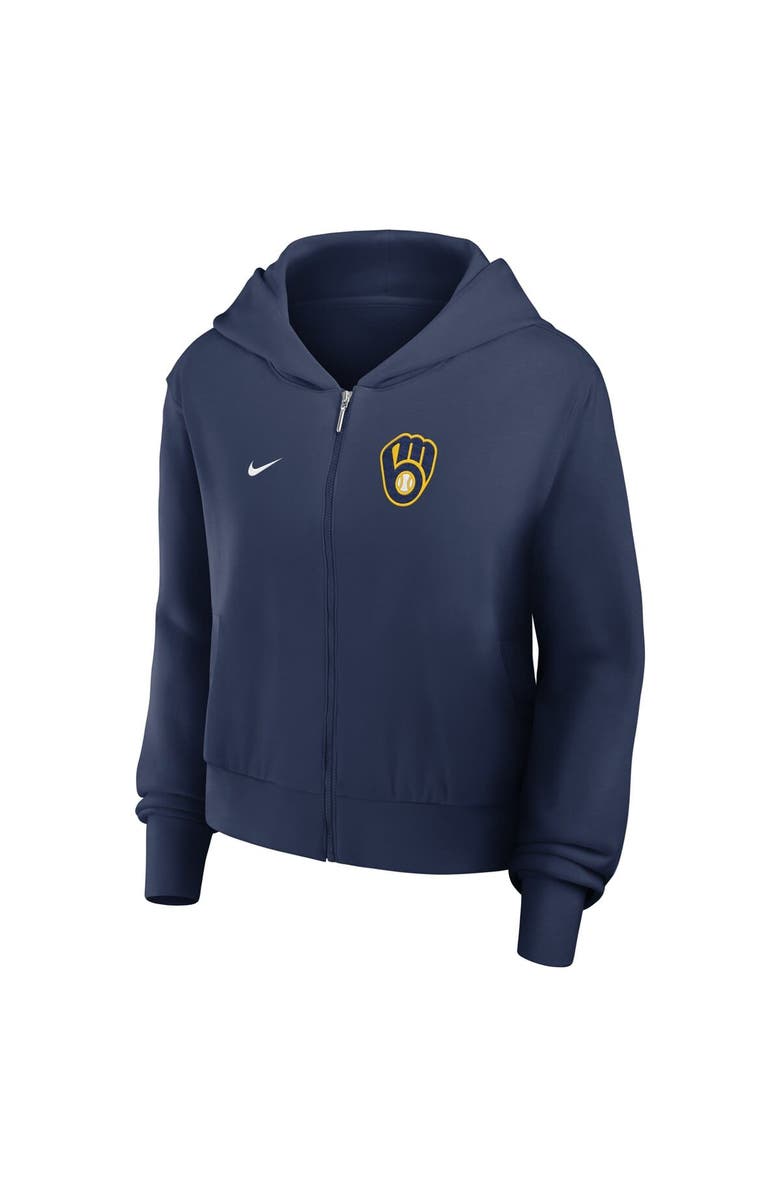 Nike Women's Nike Navy Milwaukee Brewers Cropped Chill Full-Zip Hoodie, Alternate, color, Navy