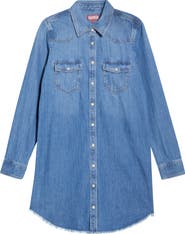 Lucky Brand Long Sleeve Denim Shirtdress