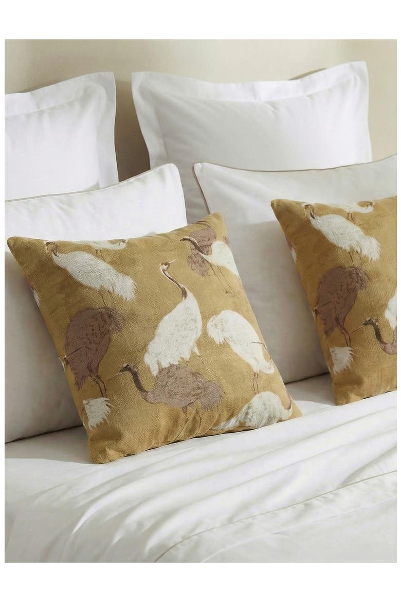 Golden Crane Accent Pillow, Alternate, color, GOLD