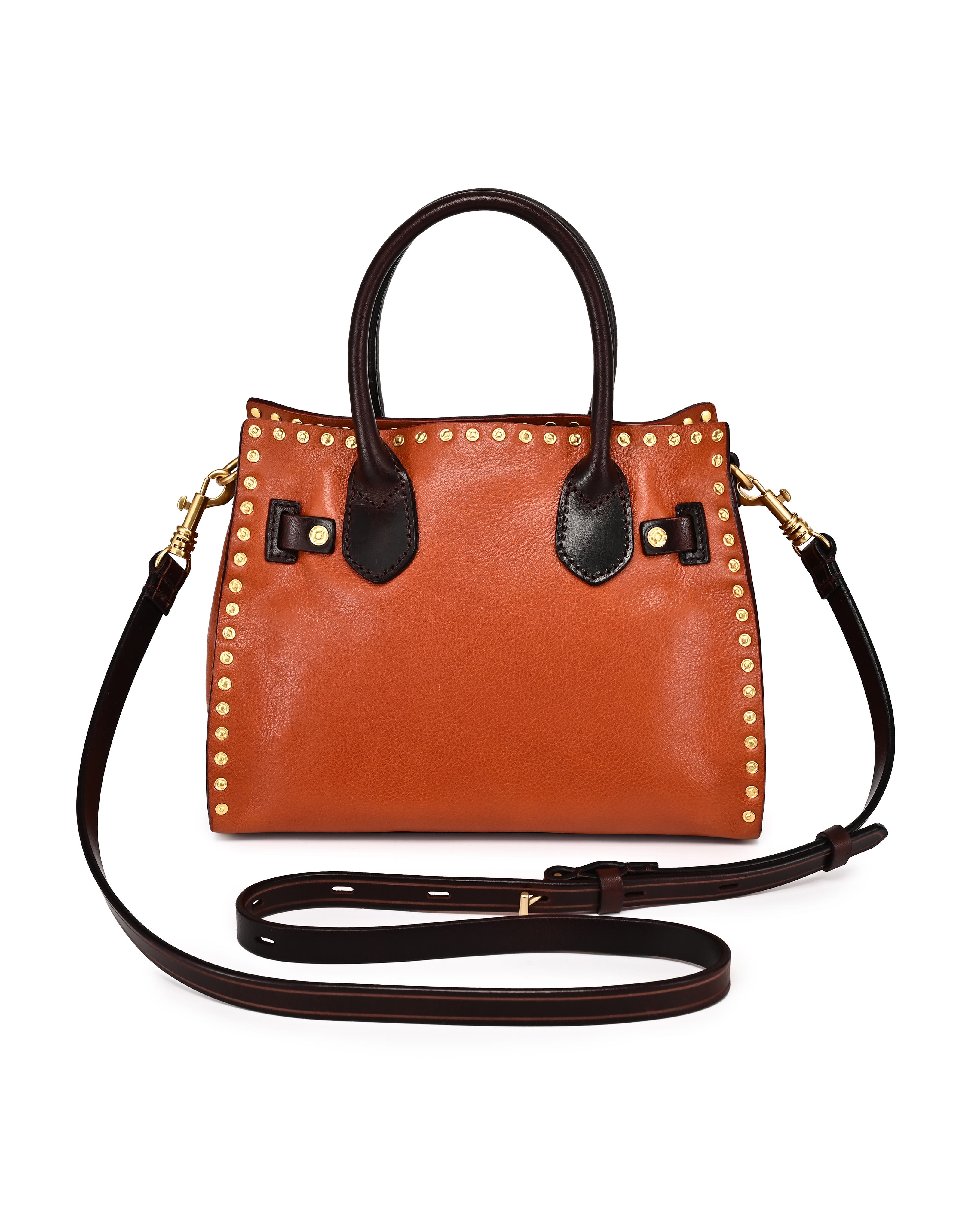 Westland Genuine Leather Studded Mini Tote, Alternate, color, Caramel