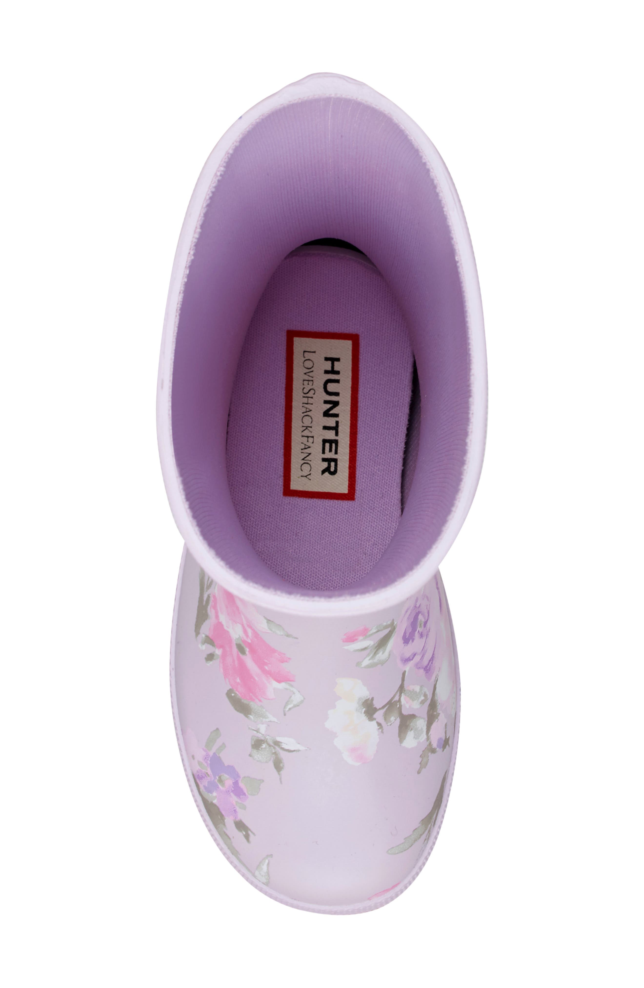 x LoveShackFancy Kids' First Classic Rain Boot, Alternate, color, HAPPY THOUGHTS PRINT
