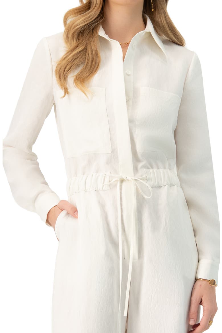 Linene Long Sleeve Collared Jumpsuit, Alternate, color, Ivory