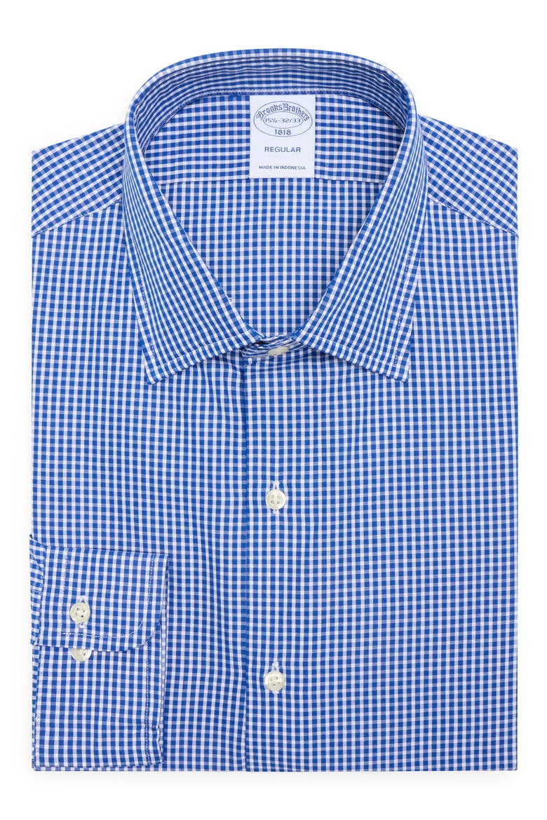 Regular Fit Plaid Cotton Dress Shirt, Alternate, color, NAVY