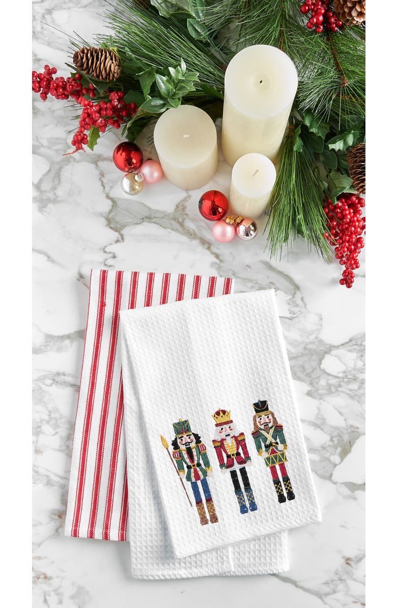 C&F Home Christmas Nutcracker Trio Embroidered Waffle Weave Kitchen Dishtowel, Alternate, color, 