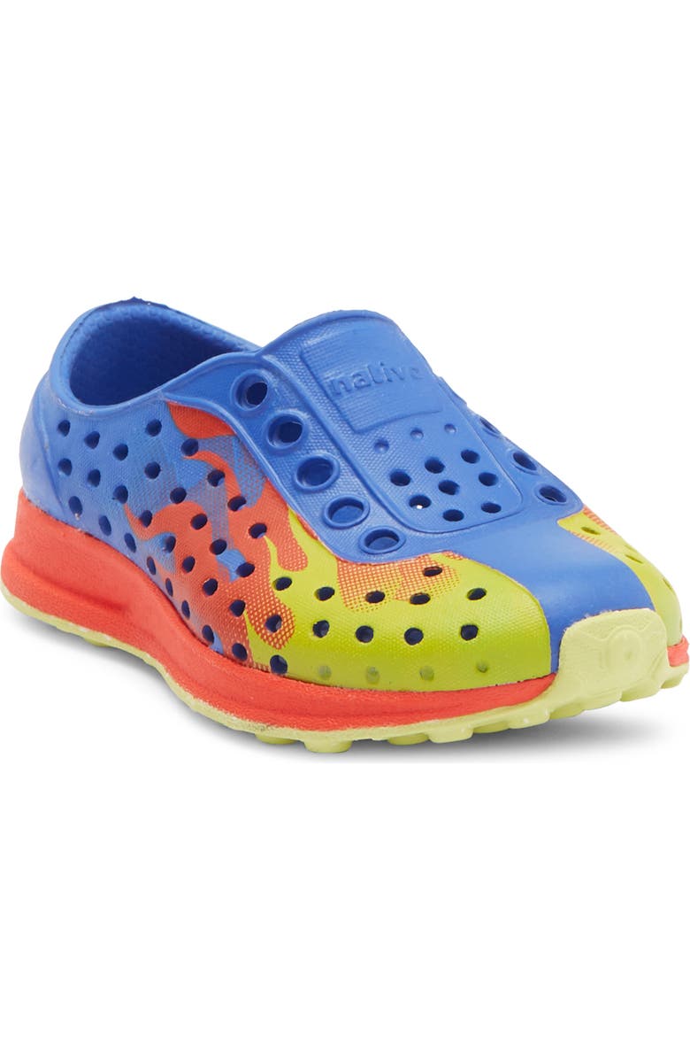 Native Shoes Robbie Floral Water Friendly Perforated Slip-On, Main, color, Uv Blue/ Red/ Chartreuse Flame