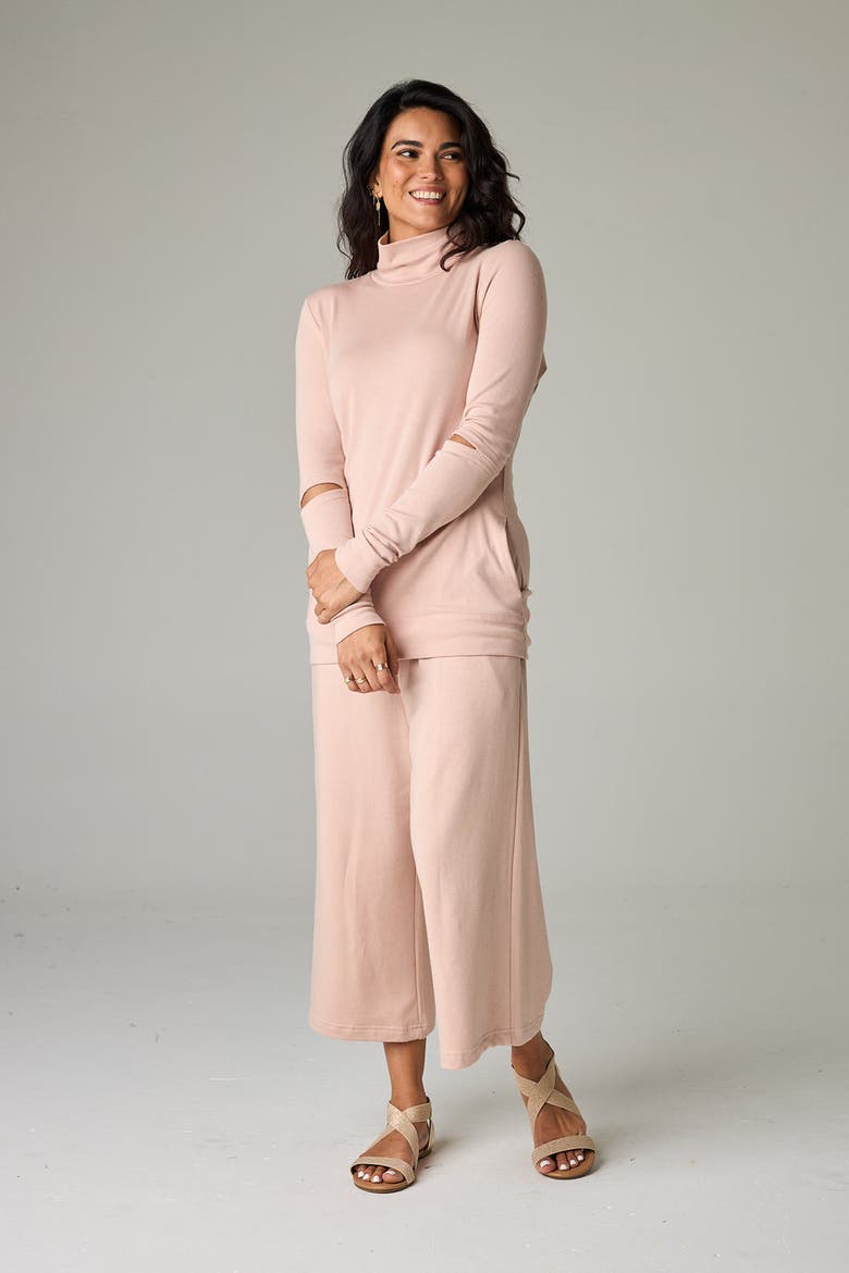 Acadia Eco-Luxe Rib Split-Sleeve Long Sleeve Top - Ultra-Luxe Flow, Alternate, color, Rose Quartz