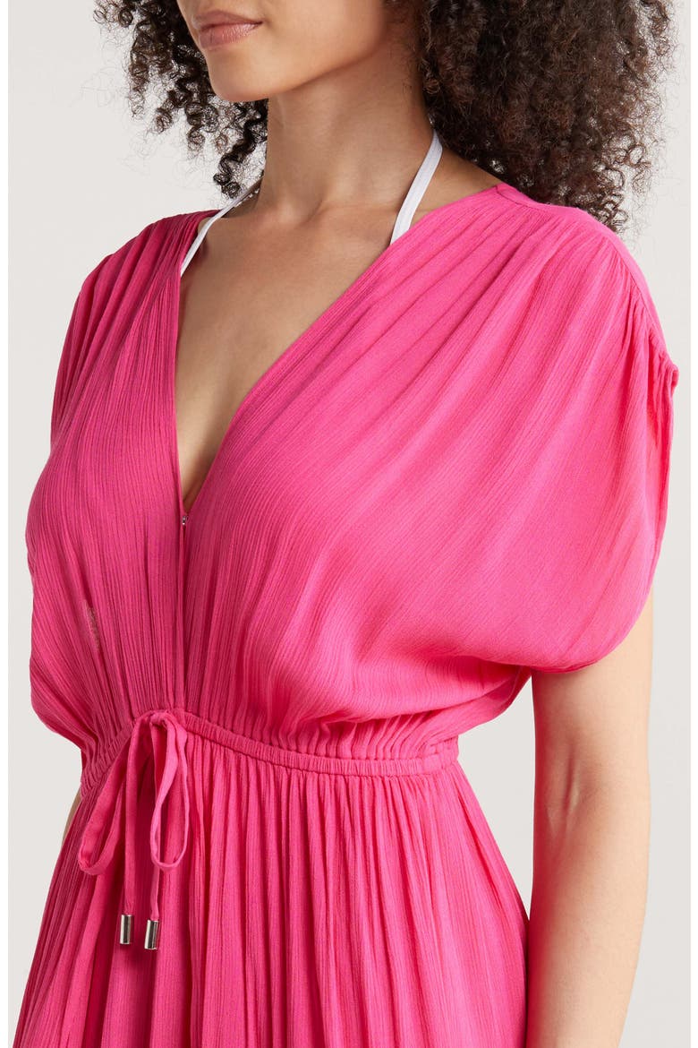 Wrap Maxi Cover-Up Dress, Alternate, color, HOT PINK