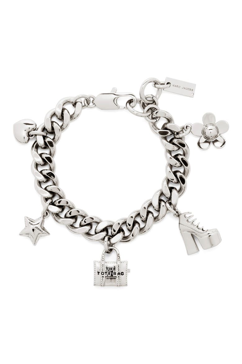 Mini Icon Charm Bracelet, Main, color, LIGHT ANTIQUE SILVER