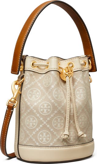 激安★Tory Burch Mini T Monogram Bucket Bag 139444 T Monogram Mini Bucket Bag: Women's Designer Crossbody Bags