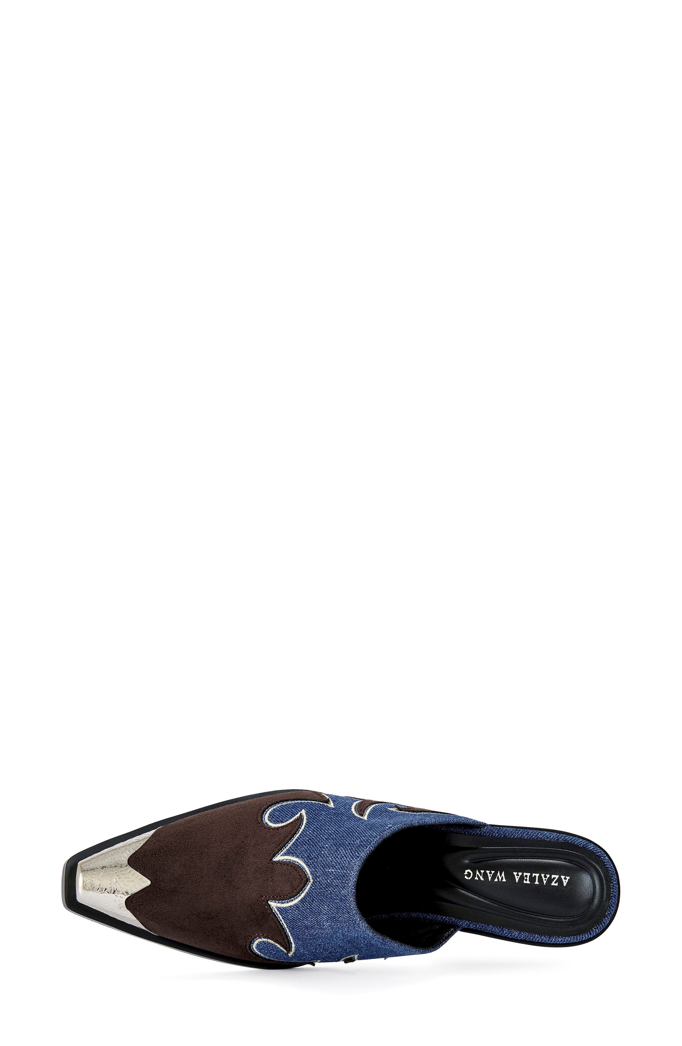 AZALEA WANG Cecily Western Mule, Alternate, color, Blue/ Brown