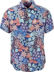Lords of Harlech Rough Floral Short Sleeve Fine Linen Shirt