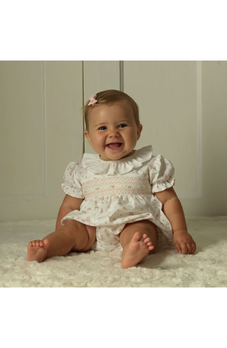 Rachel Riley Pima Floral Smocked Bubble, Main, color, Pink