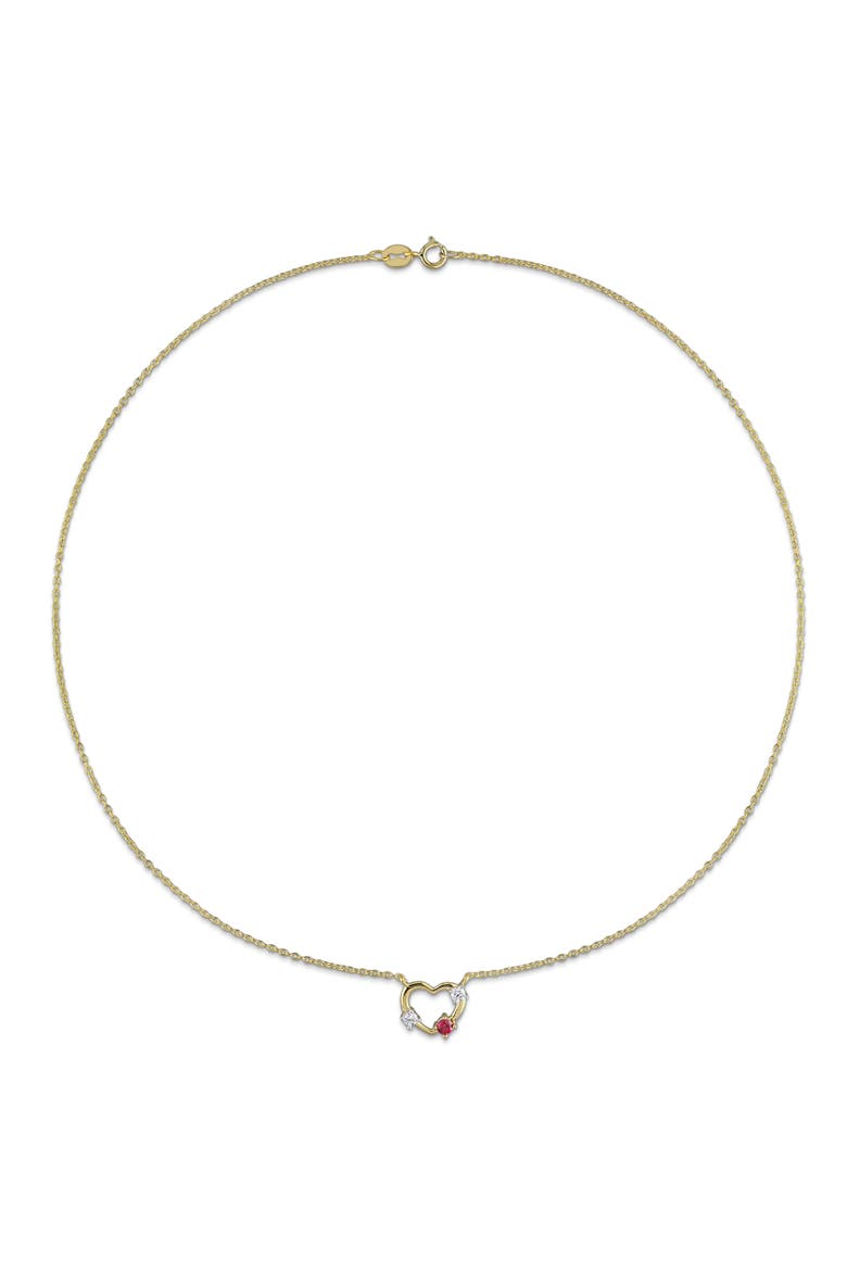 Created Ruby & Lab-Grown Diamond Heart Necklace, Alternate, color, Yellow-Plated