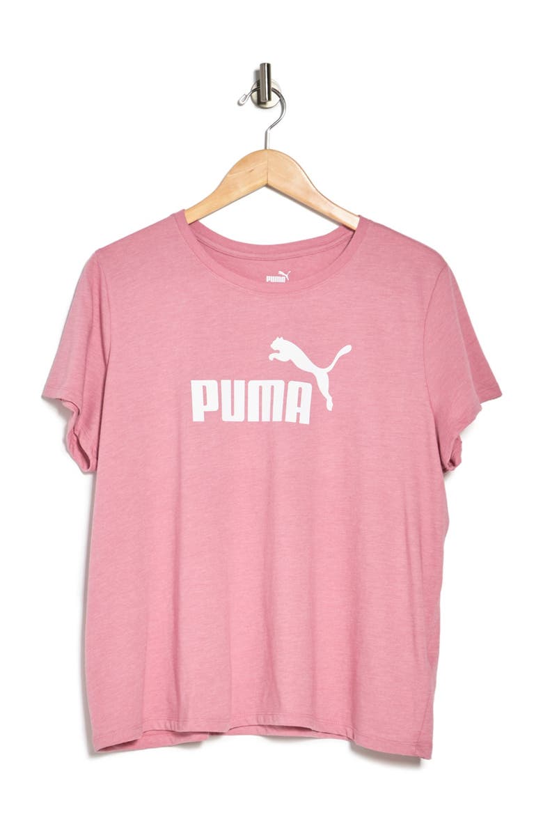 PUMA Logo Heathered Short Sleeve Tee, Alternate, color, 