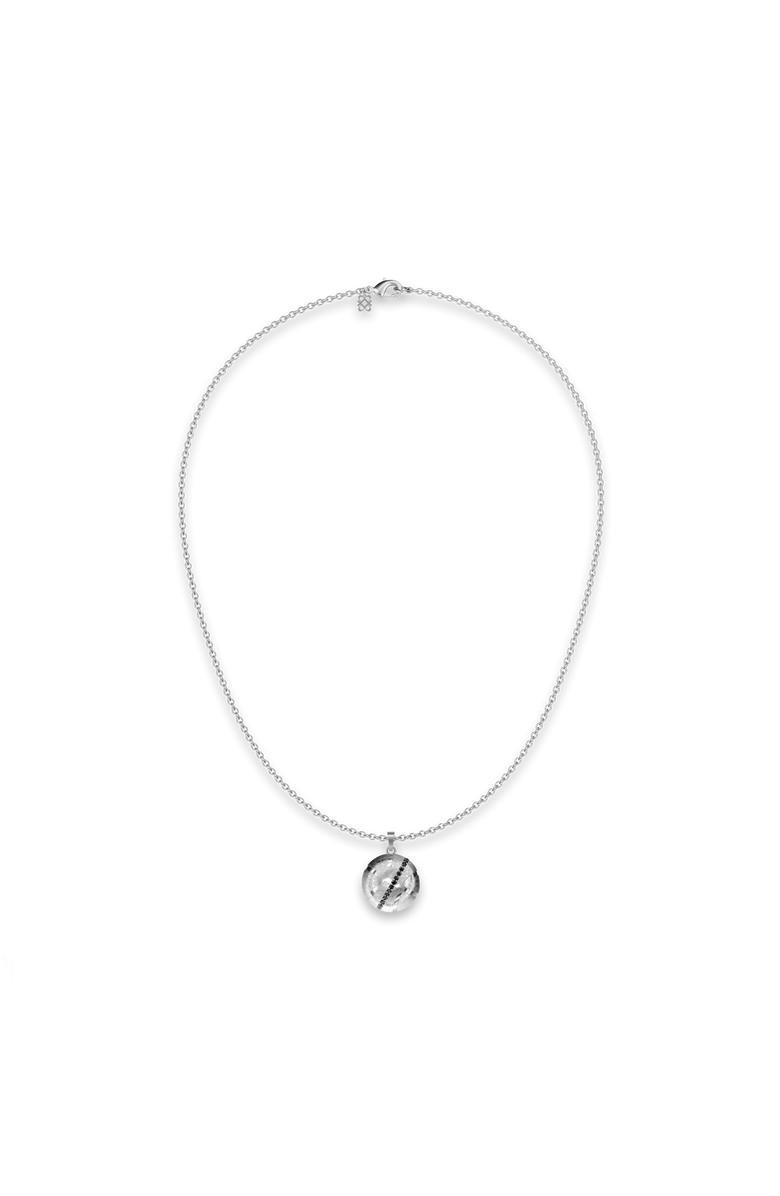 PASCAL The Basketball Crooked Ball Linear Diamond Necklace, Alternate, color, Silver / Black Diamond