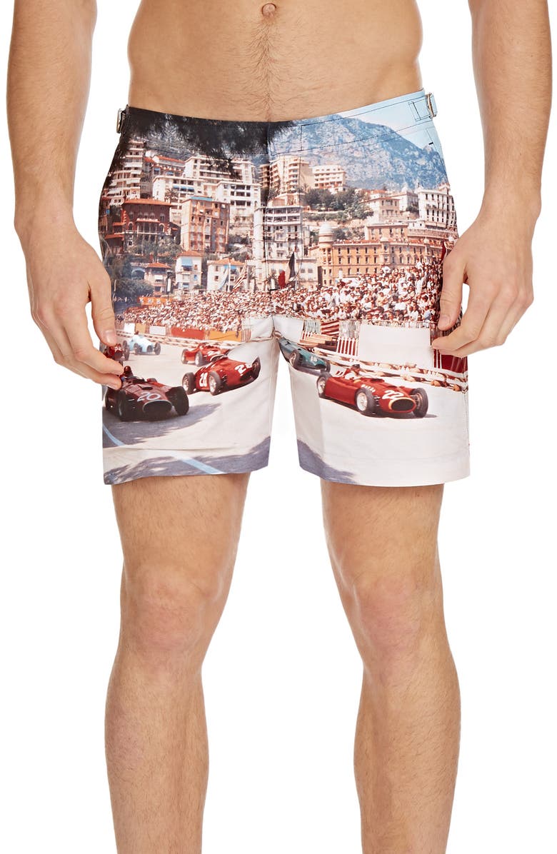 Orlebar Brown Bulldog Photographic Swim Trunks, Main, color, 