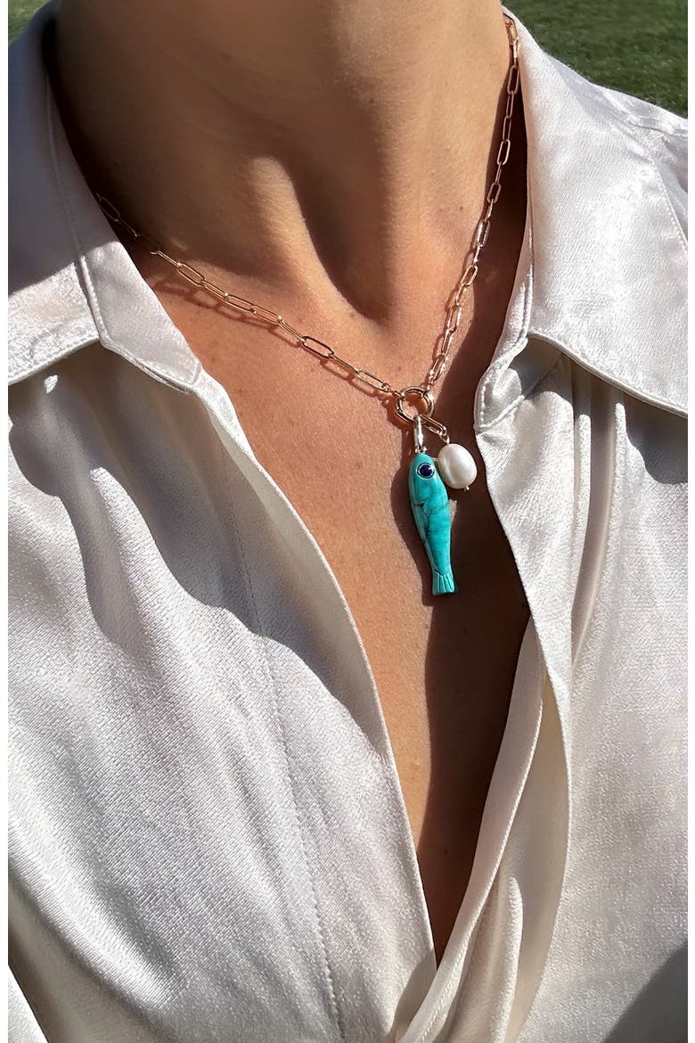 Fortuna Colette Mother of Pearl & Howlite Pendant Necklace, Alternate, color, HOWLITE