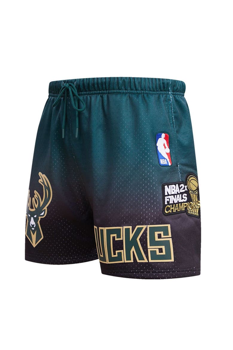 Men's Pro Standard Black/Hunter Green Milwaukee Bucks Ombre Mesh Shorts, Alternate, color, Purple
