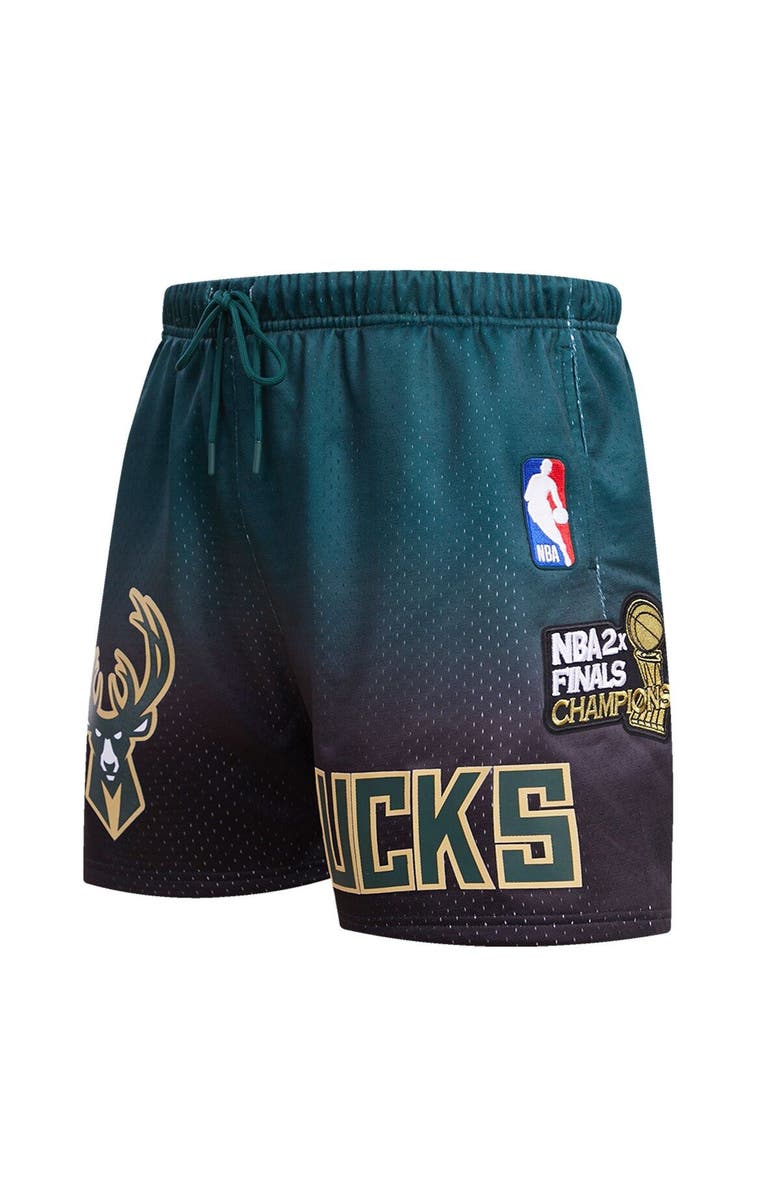PRO STANDARD Men's Pro Standard Black/Hunter Green Milwaukee Bucks Ombre Mesh Shorts, Alternate, color, Purple