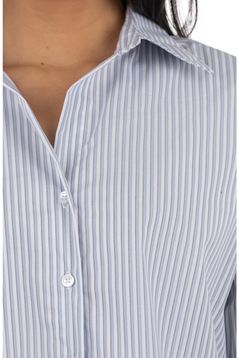 Kaiya Boyfriend Shirt, Alternate, color, WHITE/ BLUE