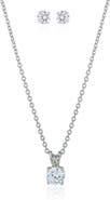 CZ by Kenneth Jay Lane Round Cubic Zirconia Solitaire Pendant Necklace & Stud Earrings Set
