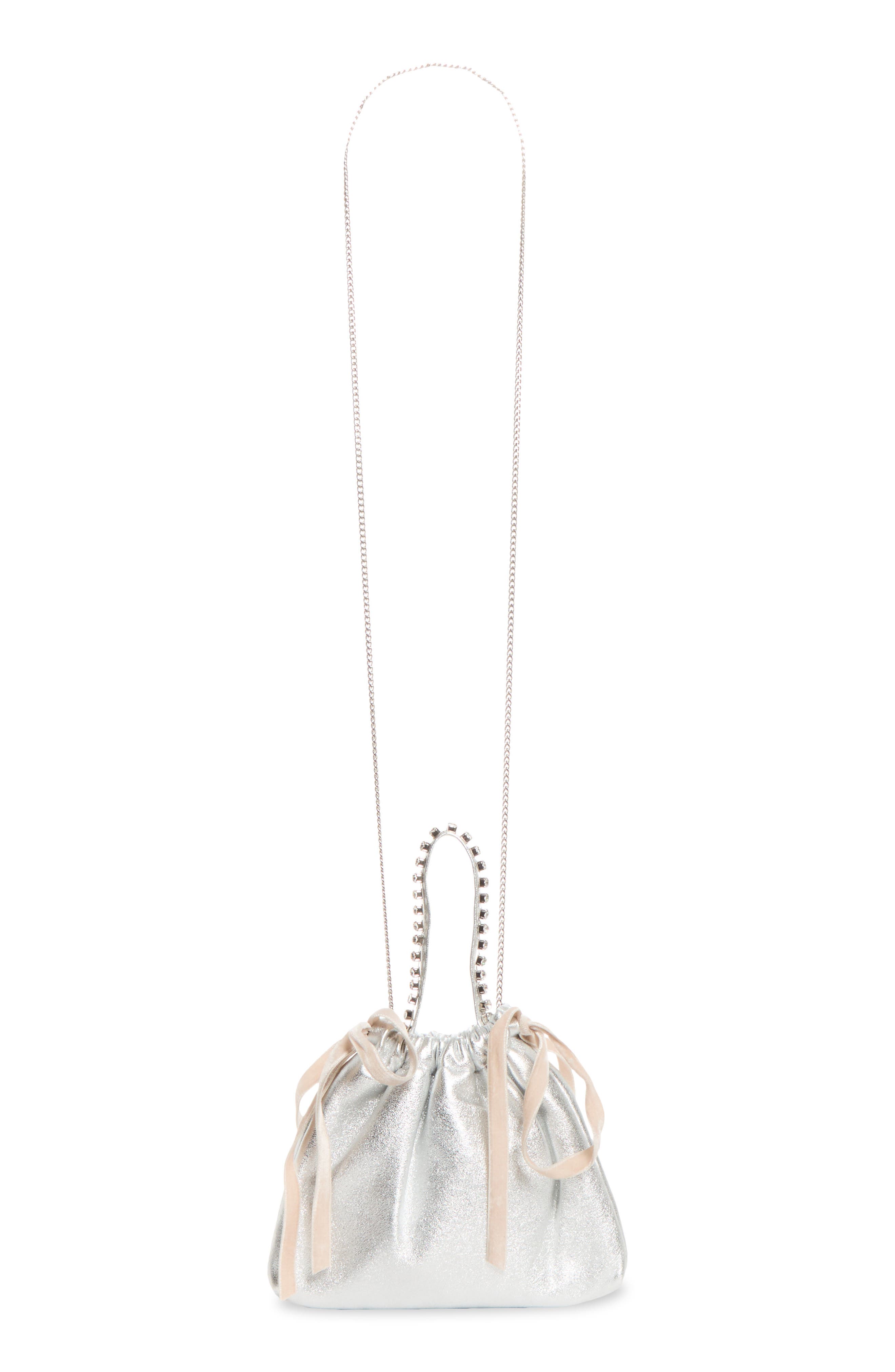 Bon Bon Crystal Top Handle Leather Bag, Alternate, color, SILVER/ ROSE/ SILVER