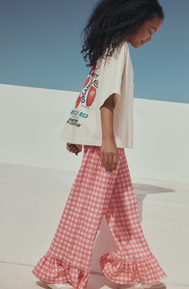NEXT Kids' Graphic T-Shirt & Frill Check Pants, Alternate, color, Pink