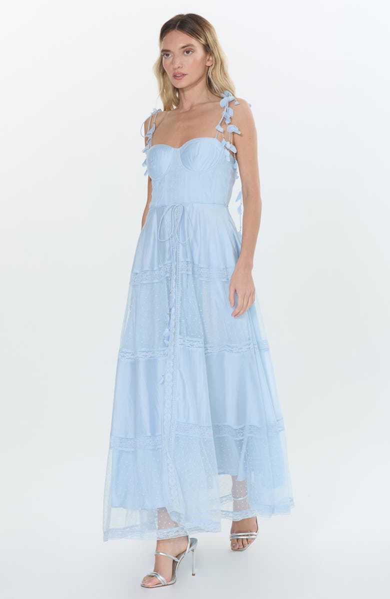 CIEBON Eva Tie Strap Fit & Flare Gown, Alternate, color, Sheer Blue