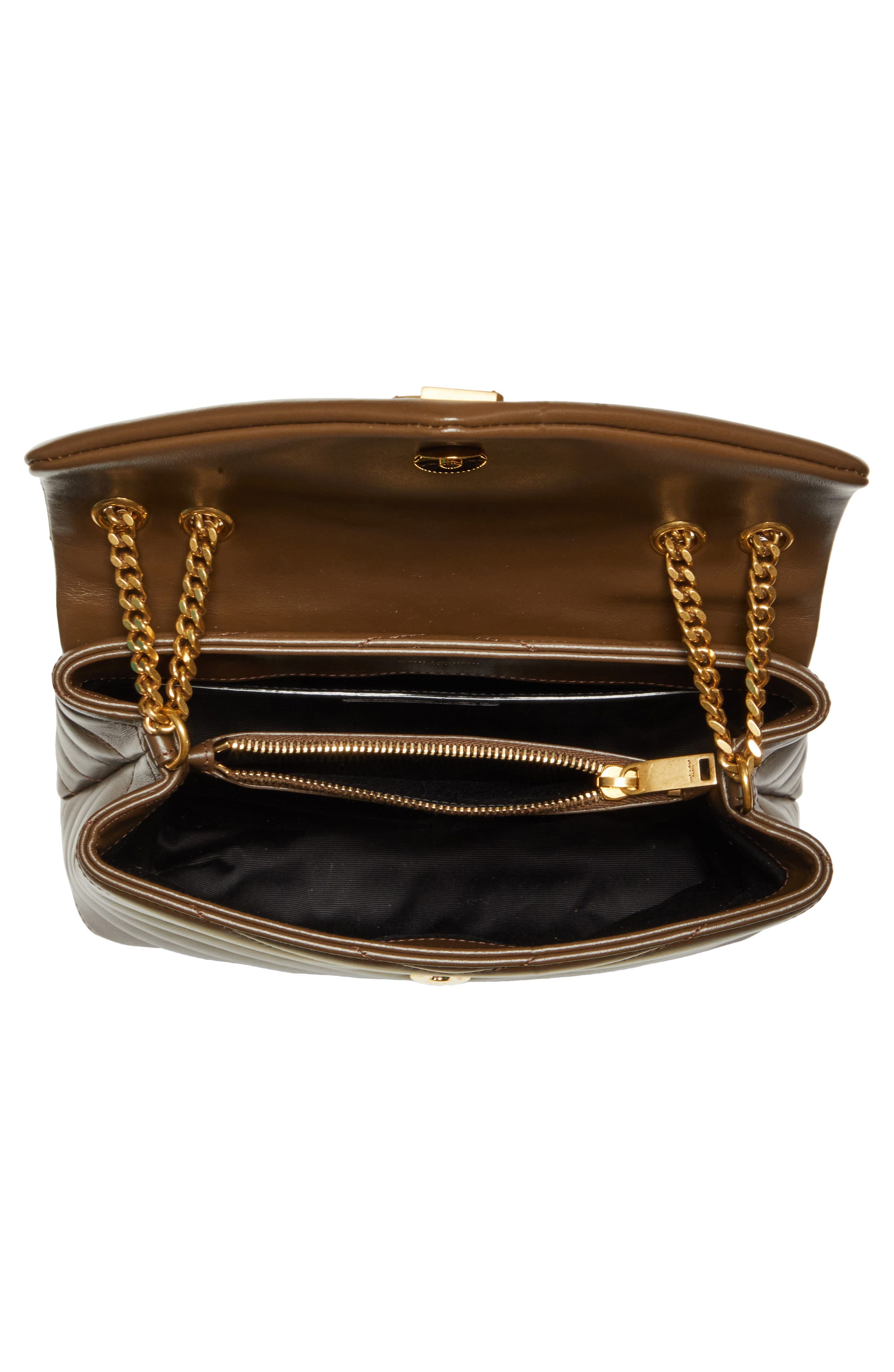 Small Loulou Chain Leather Shoulder Bag, Alternate, color, SOIL BROWN/ SOIL BWN